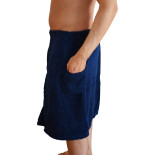 Saunakilt für Männer, 145 x 60 cm, 100 % Frottee-Baumwolle, blau