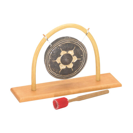 Buckel-Gong 15 cm Durchmesser, mit Rattan Ständer und Schlägel