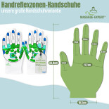 Handreflexzonen-Handschuhe mit 20 Reflexzonen auf Deutsch, weiche Baumwolle mit Stretch-Effekt, gro&szlig;
