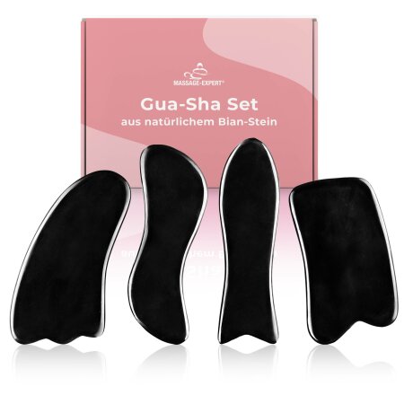 Gua-Sha Set mit 4 Massagehelfern aus natürlichem Bian-Stein