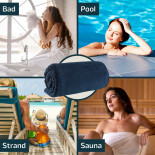 XXL-Badetuch, Saunatuch für Damen und Herren, 100 % Frottee-Baumwolle, blau