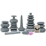 Hot Stone Massage Set R&Uuml;CKEN-Massage mit 22 Hot Stones aus zertifiziert echtem Basalt