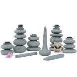 Hot Stone Massage Set REFLEXZONEN-Massage mit 34 Hot Stones aus zertifiziert echtem Basalt
