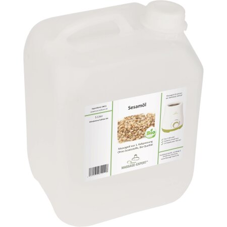 Sesamöl in Bio-Qualität, erste Kaltpressung, 5 Liter Kanister