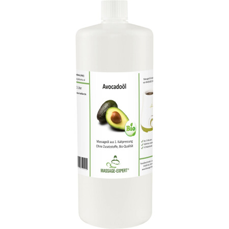 Avocadoöl von MASSAGE-EXPERT, Bio-Qualität, erste Kaltpressung, 1 Liter