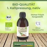Mandelöl in Bio-Qualität, erste Kaltpressung, 250 ml Flasche mit Spritzeinsatz