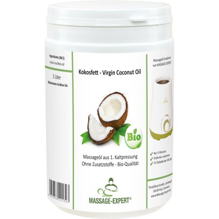 Kokosöl, Virgin Coconut Oil, VCO, Bio-Qualität, erste Kaltpressung, 1 Liter