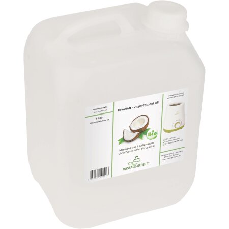 Kokosöl, Virgin Coconut Oil, VCO, Bio-Qualität, erste Kaltpressung, 5 Liter
