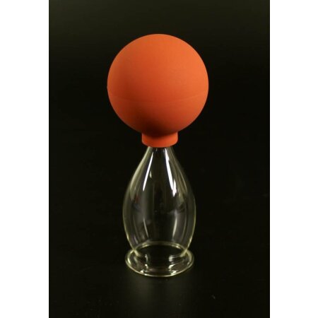 Massage-Schröpfglas mit Gummiball, Handarbeit aus Deutschland