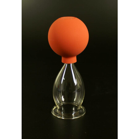 Massage-Schröpfglas mit Gummiball, Handarbeit aus Deutschland, 50 mm